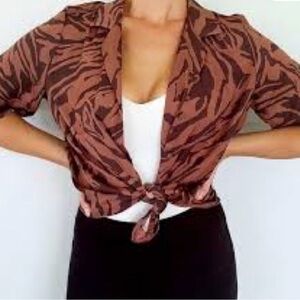 Rachel Zoe Brown Animal print Women's Blouse